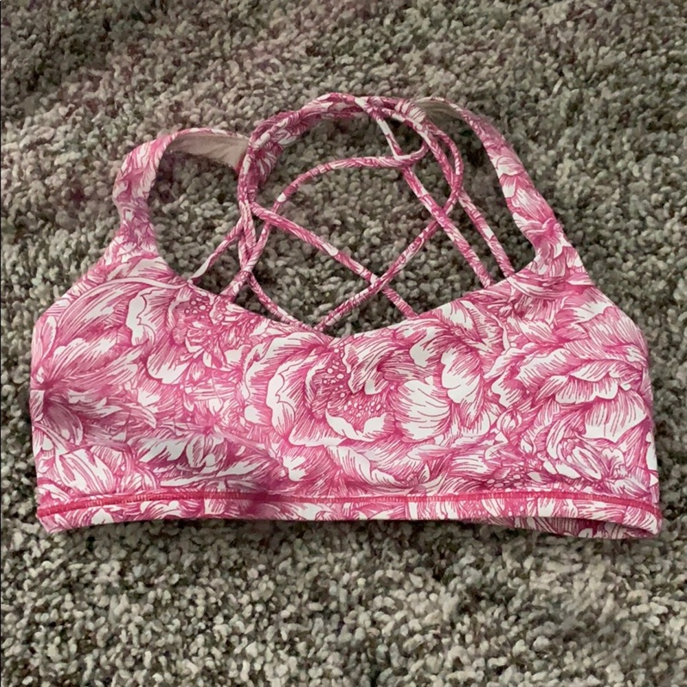 Pink and White Sports Bra 2